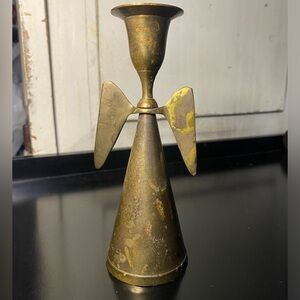 Brass Angel Candle Holder - Antique Brass Finish